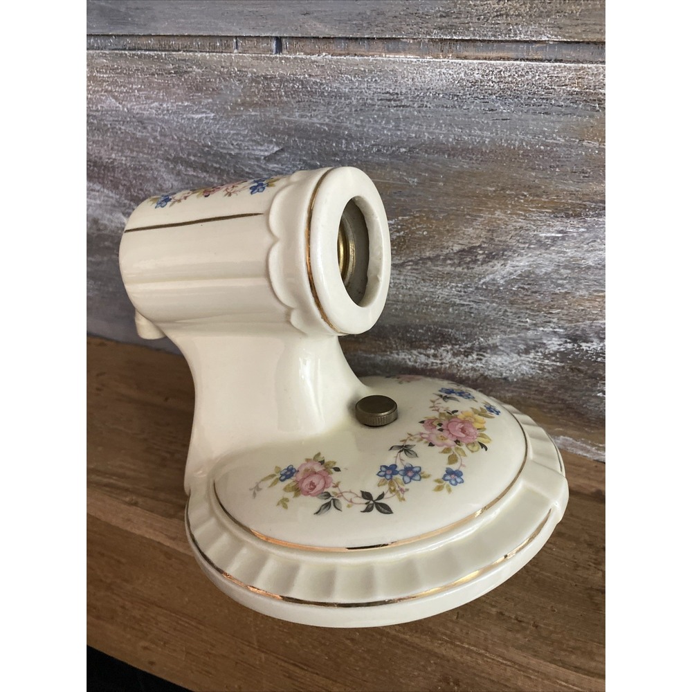 Antique Vintage Floral Porcelain Electric Wall Sconce Light Fixture/Chain Pull